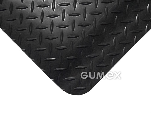 Protiúnavová rohož DECKPLATE Black, tloušťka 15mm, 600x900mm, desén diamant, tvrdá PVC vrstva, 0°C/+60°C, černá